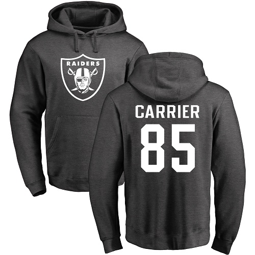 Men Oakland Raiders Ash Derek Carrier One Color NFL Football #85 Pullover Hoodie Sweatshirts